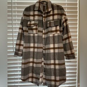Plaid Button-Up Shirt Jacket